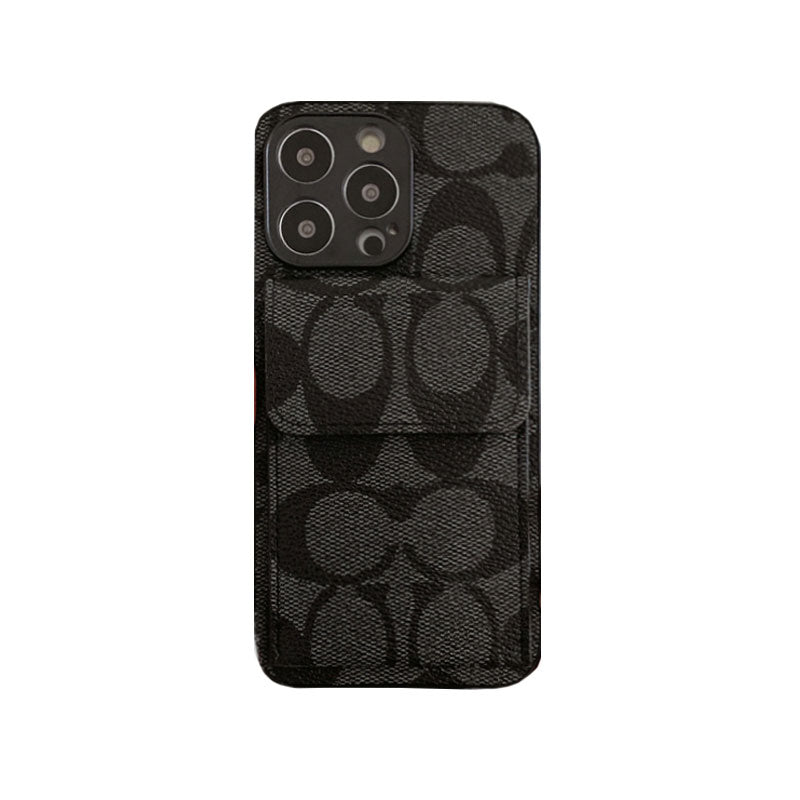 Κλασική θήκη iPhone με Πορτοφόλι Σκούρο Καφέ-HP240513