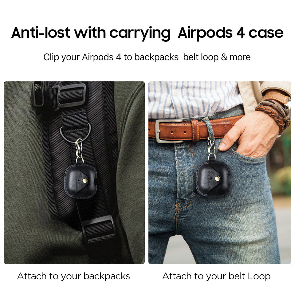 Funda de cuero genuino para AirPods 4