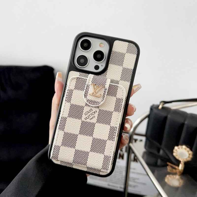 Luxus fekete & fehér kártyatáska iPhone tok