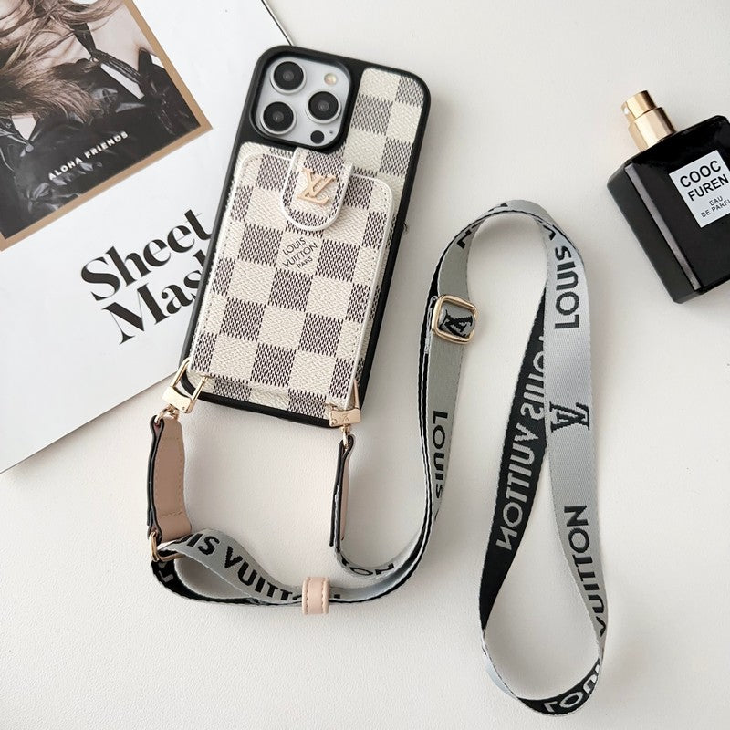 Funda de iPhone Tarjetero cruzado blanco & negro de lujo