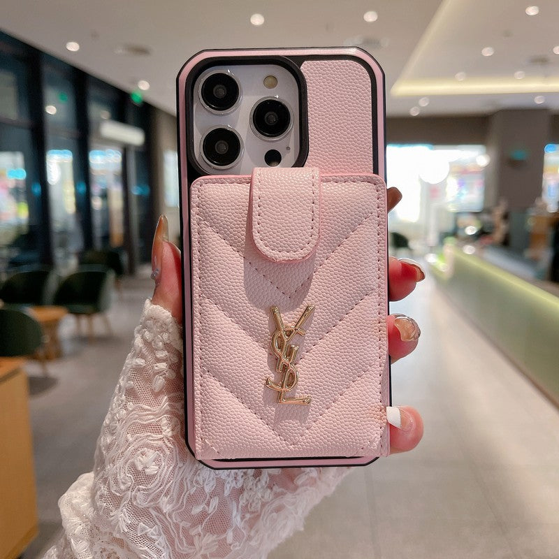 Funda de iPhone de cuero color bolso Saint Card
