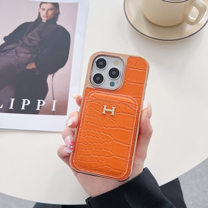 H Rose Gold bőr iPhone tok