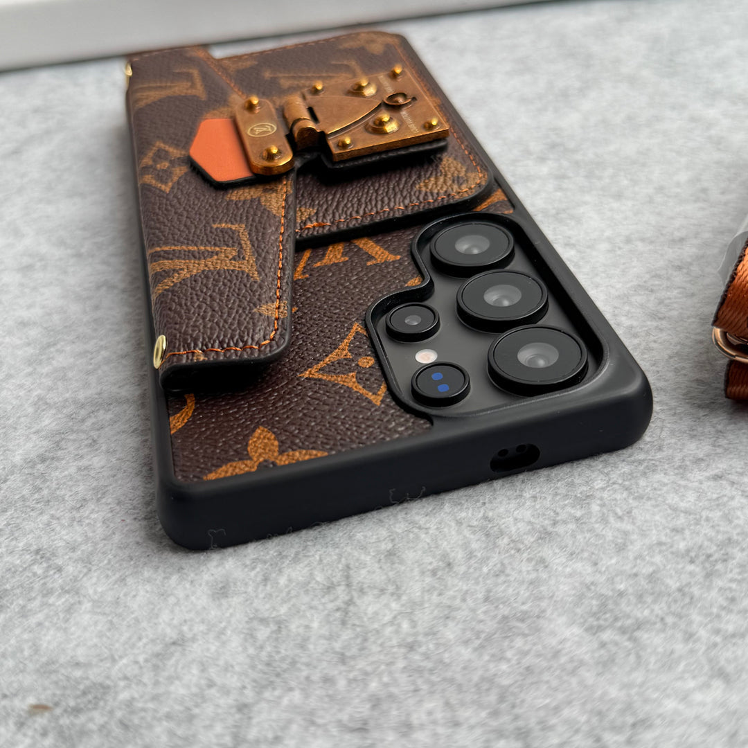 MARKOWE SKÓRZANE ETUI NA KARTY SLOT LOCK SLING CASE DO SAMSUNG GALAXY