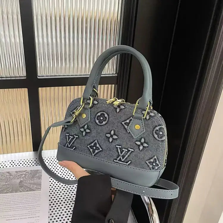 Vintage denim mini-koepeltas, handtas & Crossbody tas