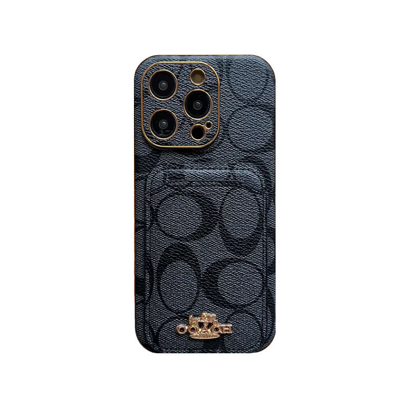 Capa clássica para iPhone com porta-cartões café -KB241651