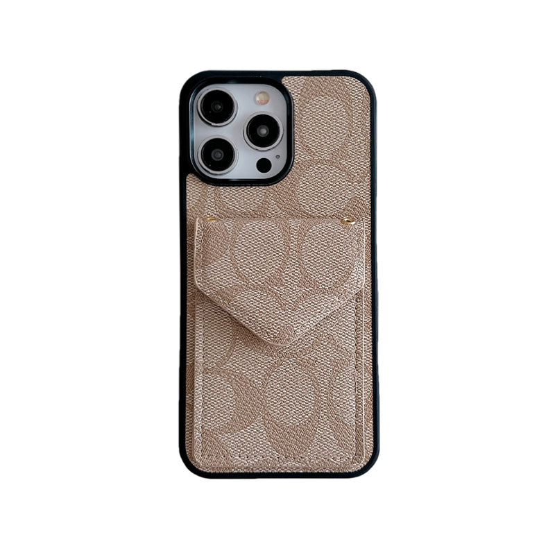 Klasszikus iPhone tok kártyatartóval és szíjjal, világos fekete - SJ240513