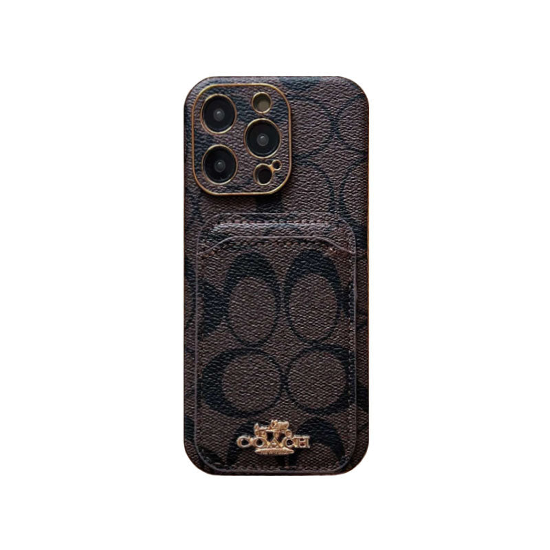Capa clássica para iPhone com porta-cartões café -KB241651