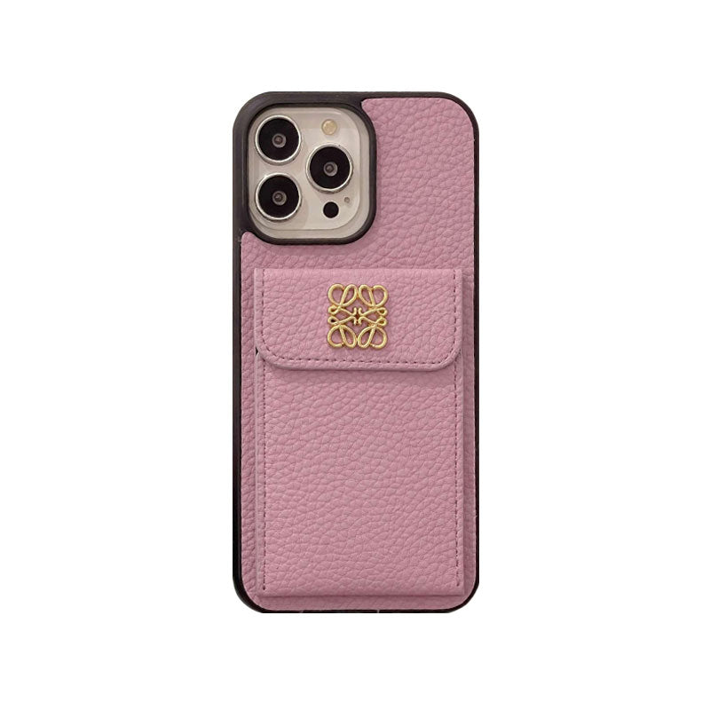 Capa luxuosa para iPhone com suporte para cartão preto-QBK240603