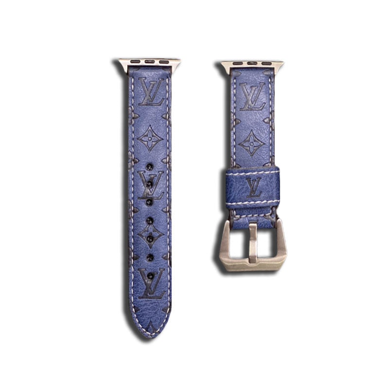 Skinnmonogram Apple Watch-bånd Skinnblå-YH24422