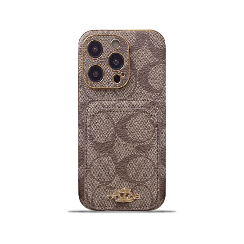 Capa clássica para iPhone com porta-cartões café -KB241651