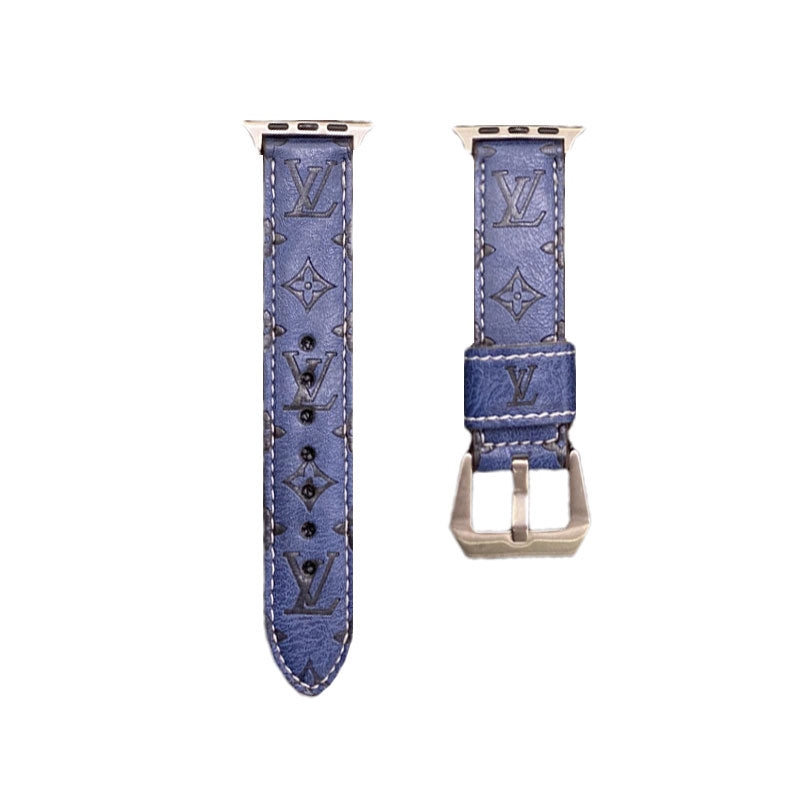 Skinnmonogram Apple Watch-bånd Skinnblå-YH24422
