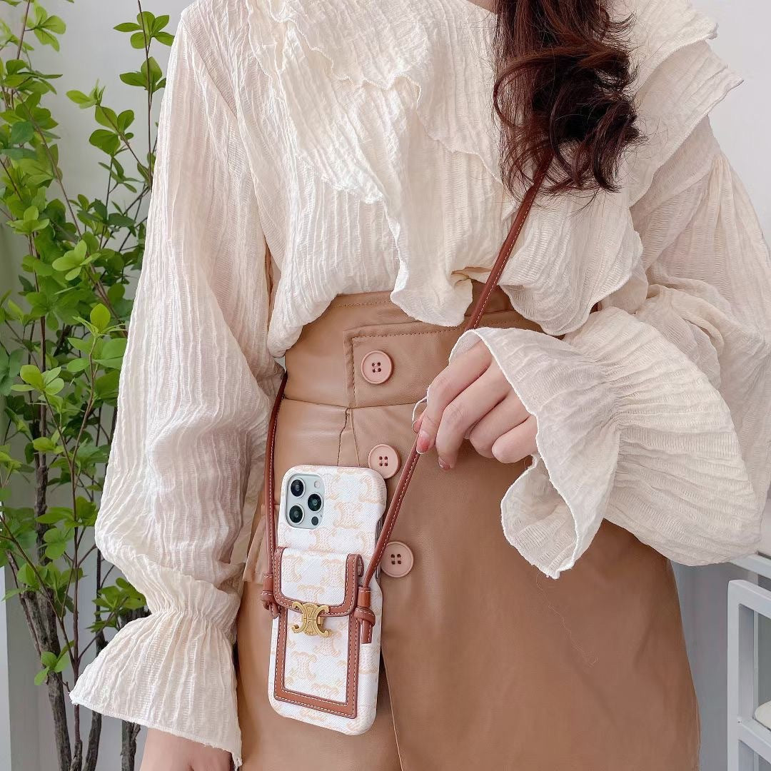 White Celine iPhone-kotelo korttitelineellä -LH240109