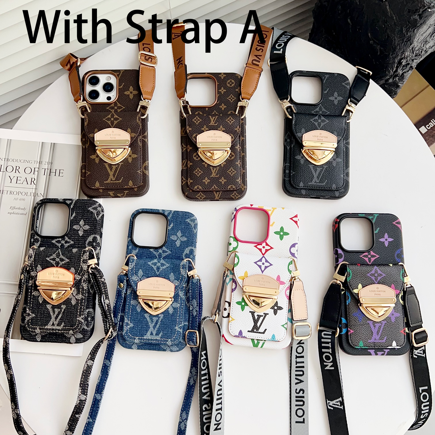 Cás iPhone Só Crossbody le Póca Cárta & Strap Inscortha