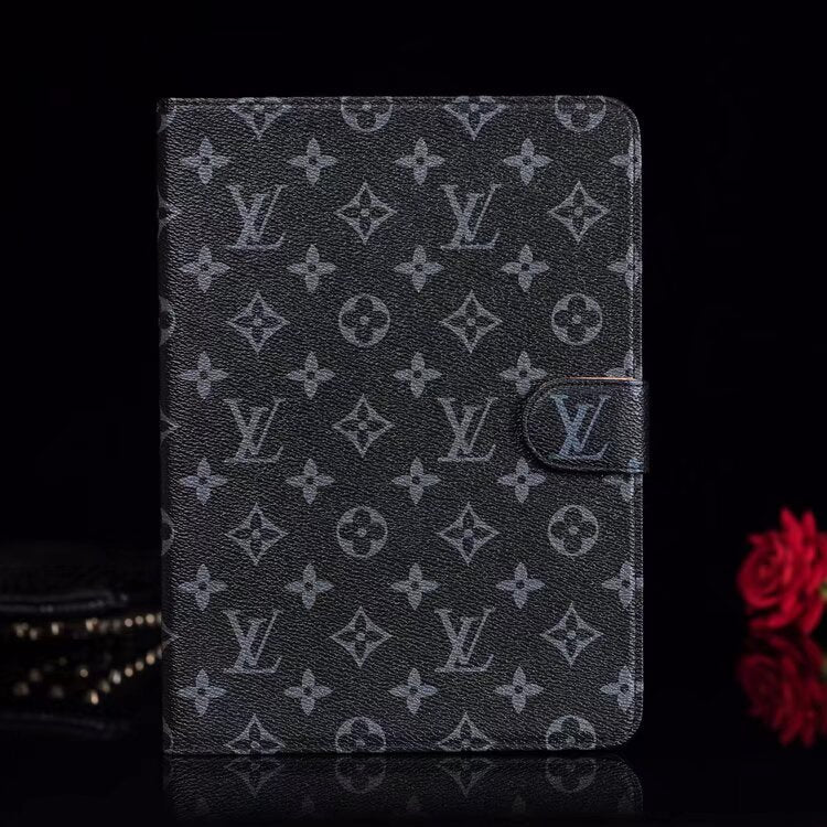 Luksuzna platnena monogram kožna svježa ljetna tematska torbica Apple iPad crna