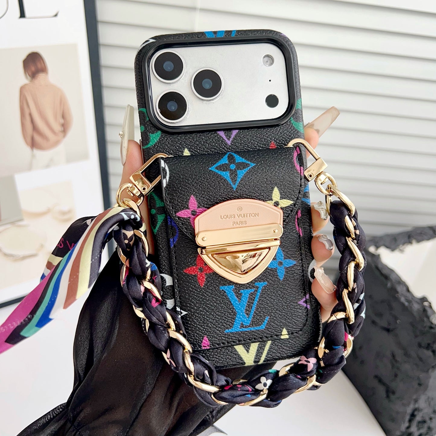 Cás iPhone Só Crossbody le Póca Cárta & Strap Inscortha