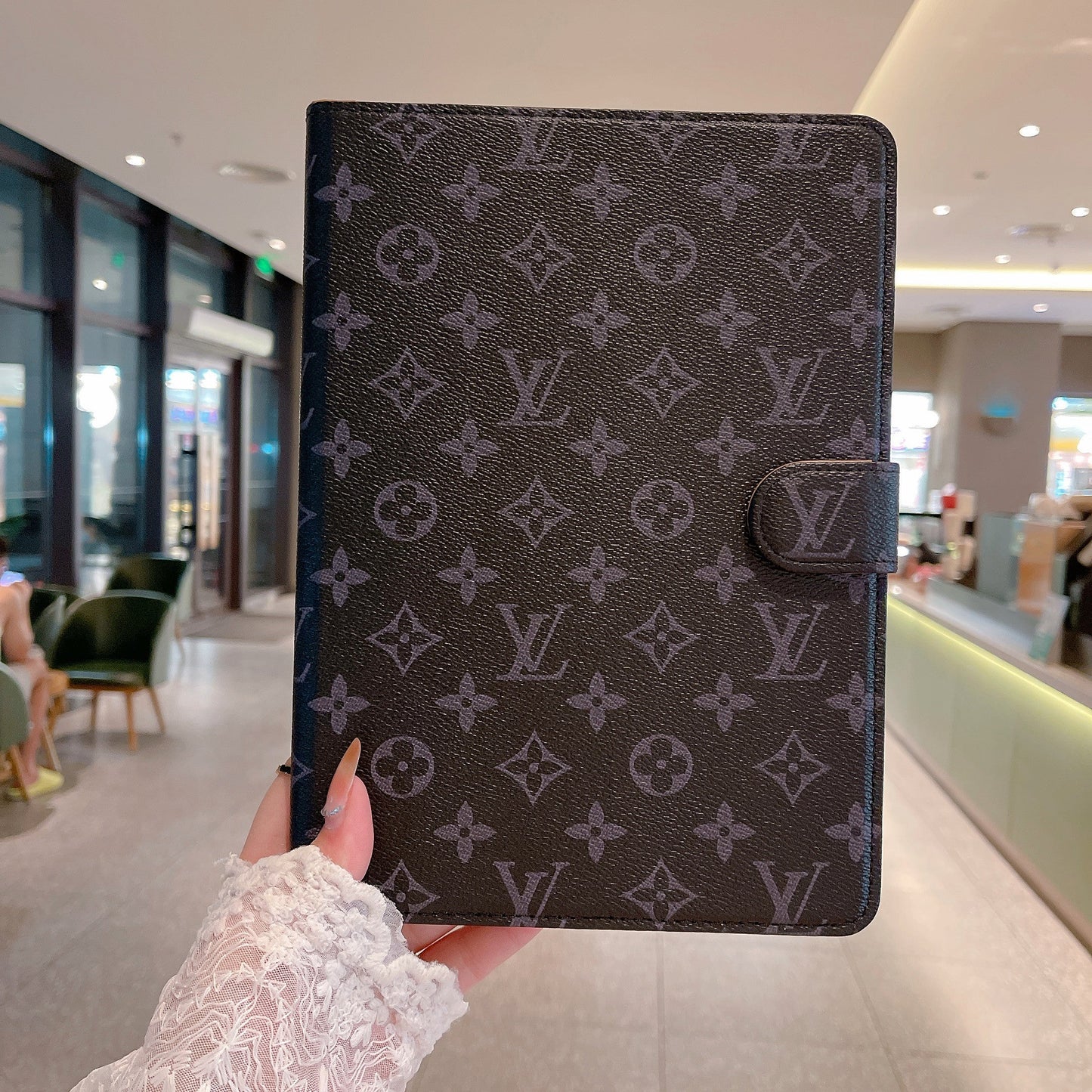 Tyylikäs Monogrammi Canvas Flip Cover Apple iPad suojaava nahkakotelo