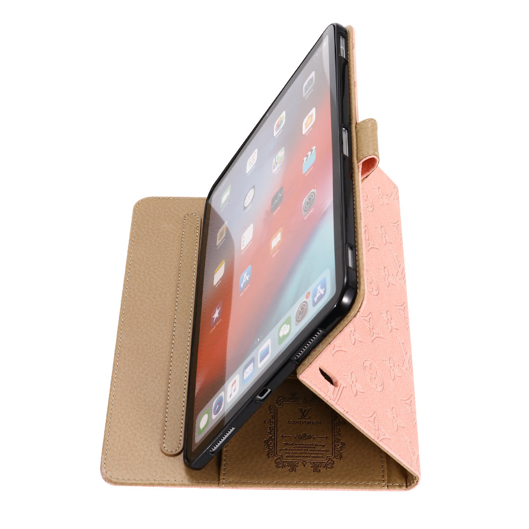 Cubierta grabada en relieve 3D del tirón del iPad de Apple de la pistolera del monograma de la lona con la función del soporte