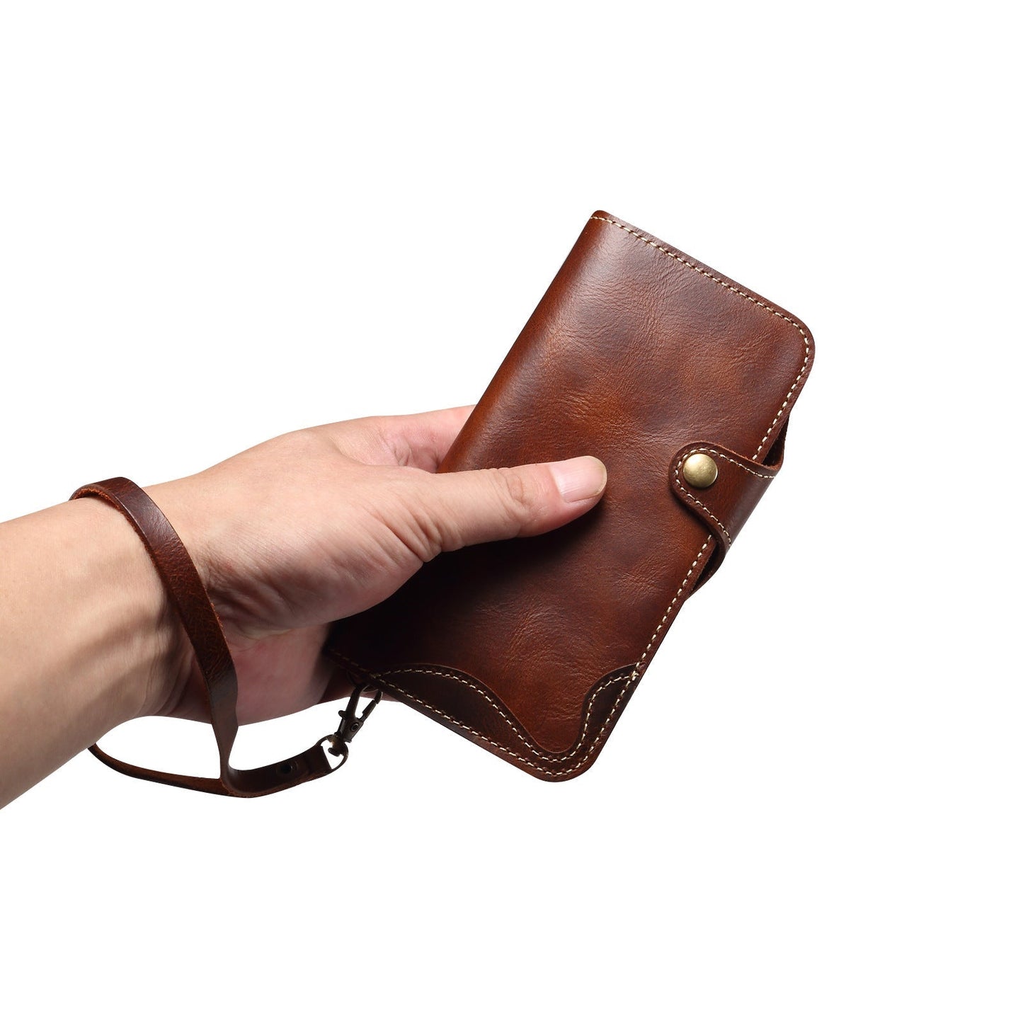 Capa flip de couro genuíno para iPhone