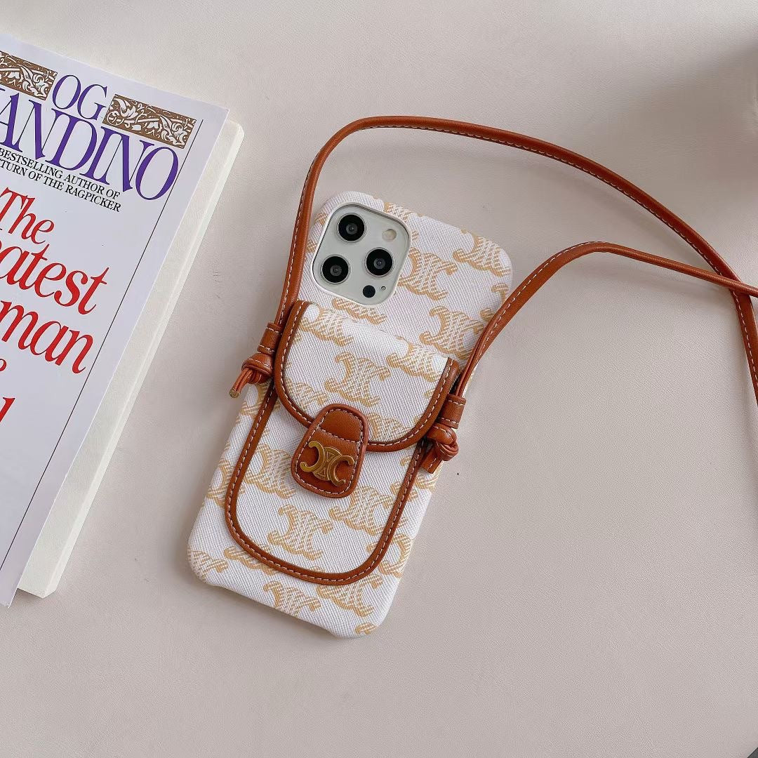 White Celine iPhone-kotelo korttitelineellä -LH240109