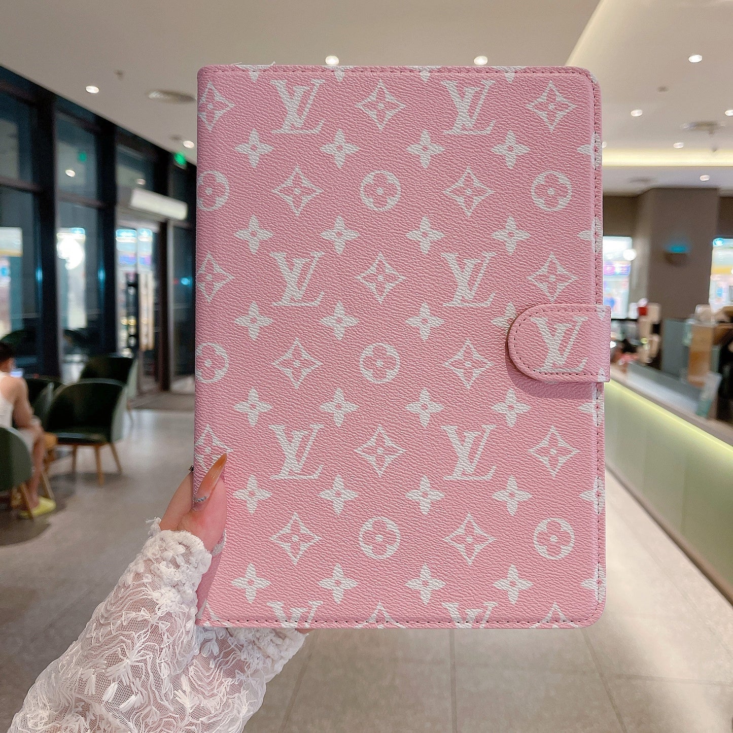 Tyylikäs Monogrammi Canvas Flip Cover Apple iPad suojaava nahkakotelo