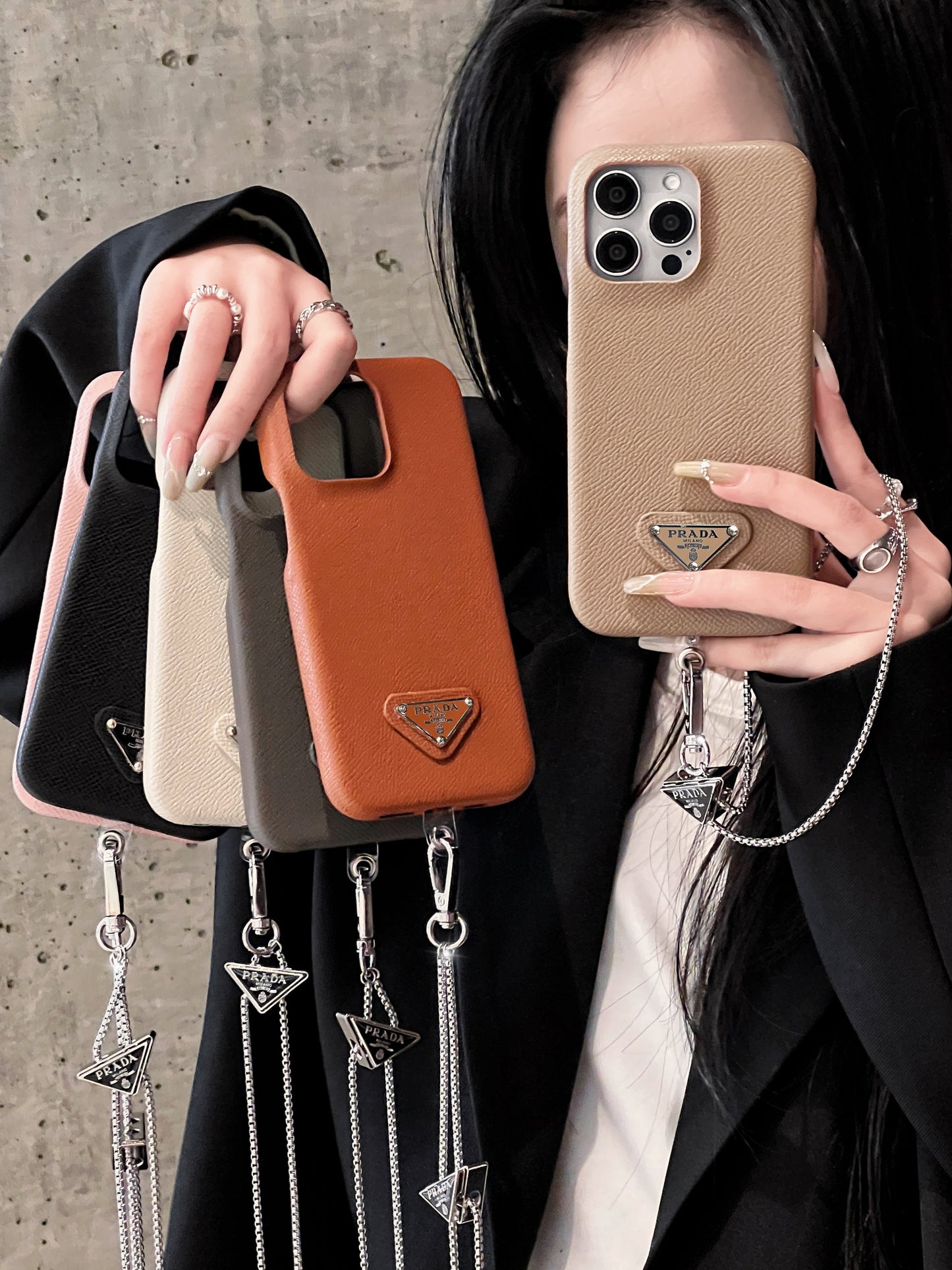 Luksuriøst lær Crossbody iPhone-deksel
