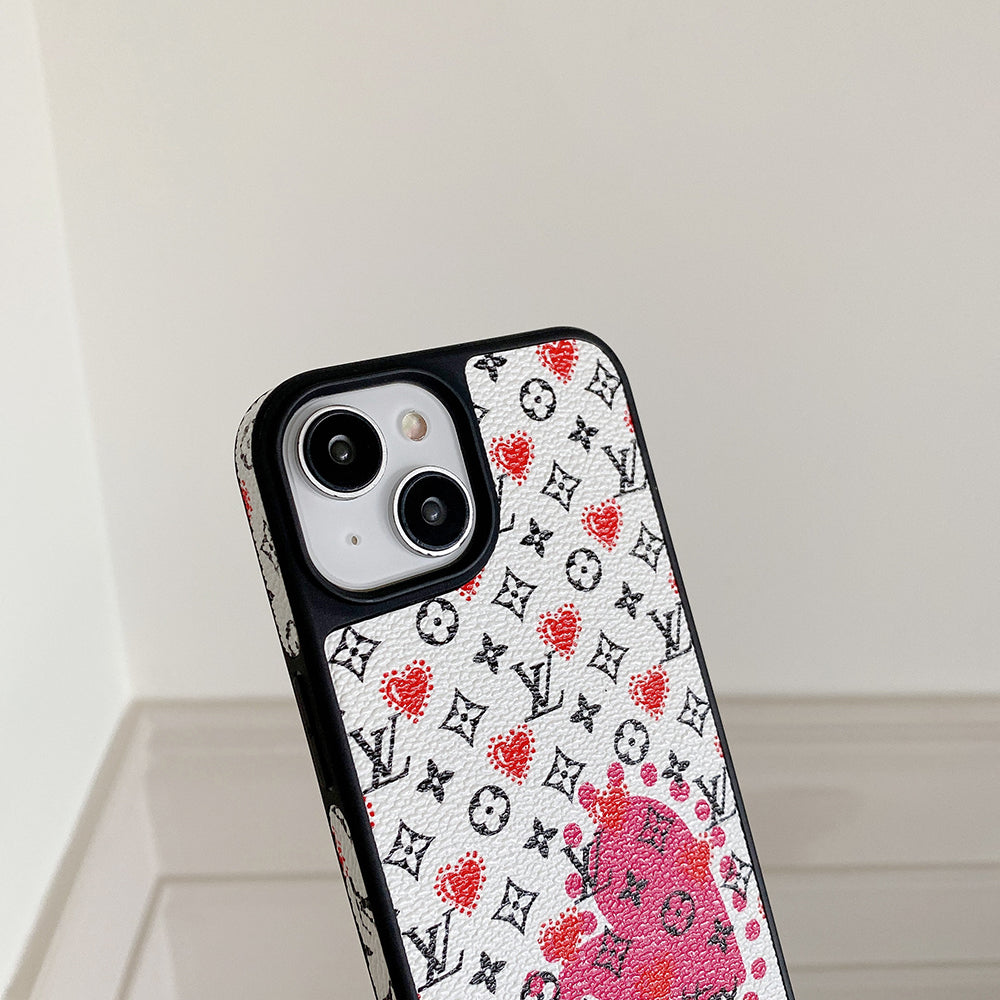 Luksusballong & Hjerte-iPhone-deksel i skinn