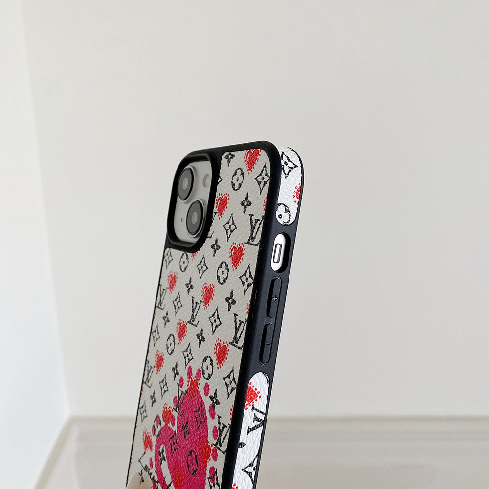 Luksusballong & Hjerte-iPhone-deksel i skinn