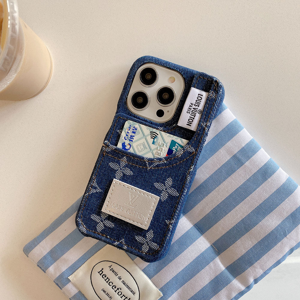 Maska za iPhone od traper tkanine s ugrađenim držačem kartice