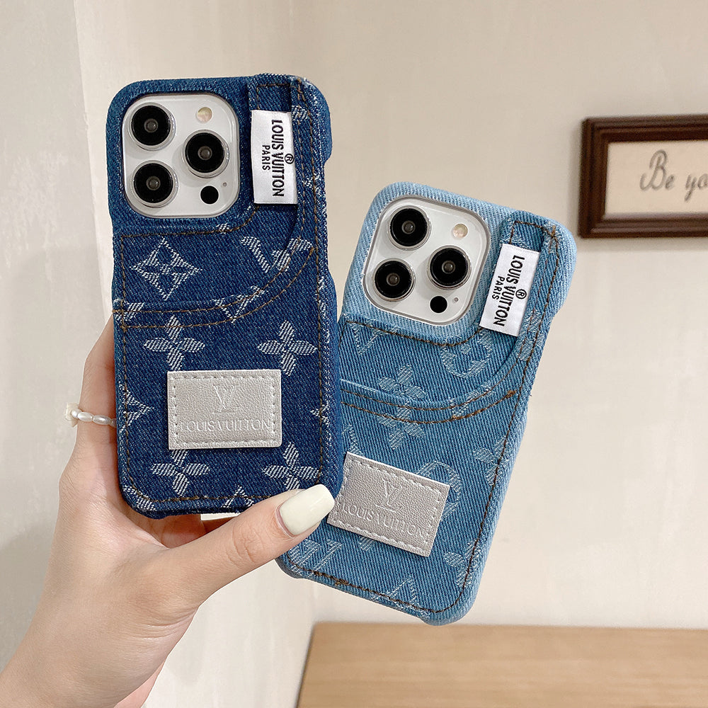 Maska za iPhone od traper tkanine s ugrađenim držačem kartice