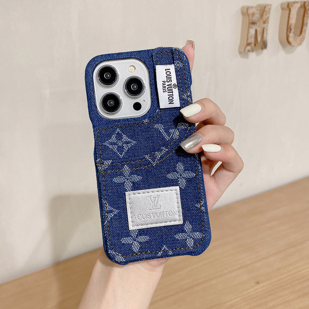 Maska za iPhone od traper tkanine s ugrađenim držačem kartice