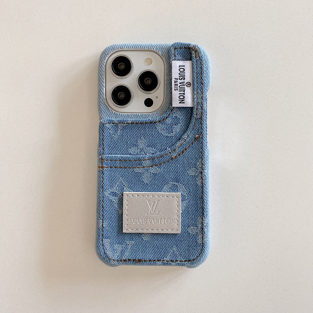 Maska za iPhone od traper tkanine s ugrađenim držačem kartice