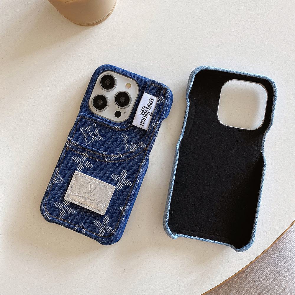 Maska za iPhone od traper tkanine s ugrađenim držačem kartice