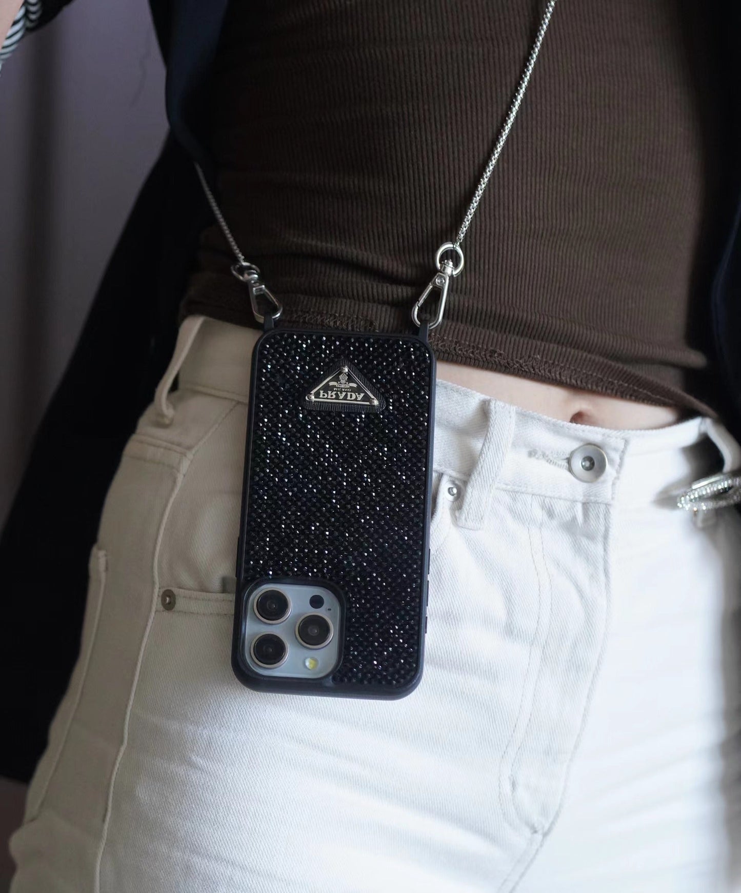 Luksus Diamond Crossbody iPhone-deksel