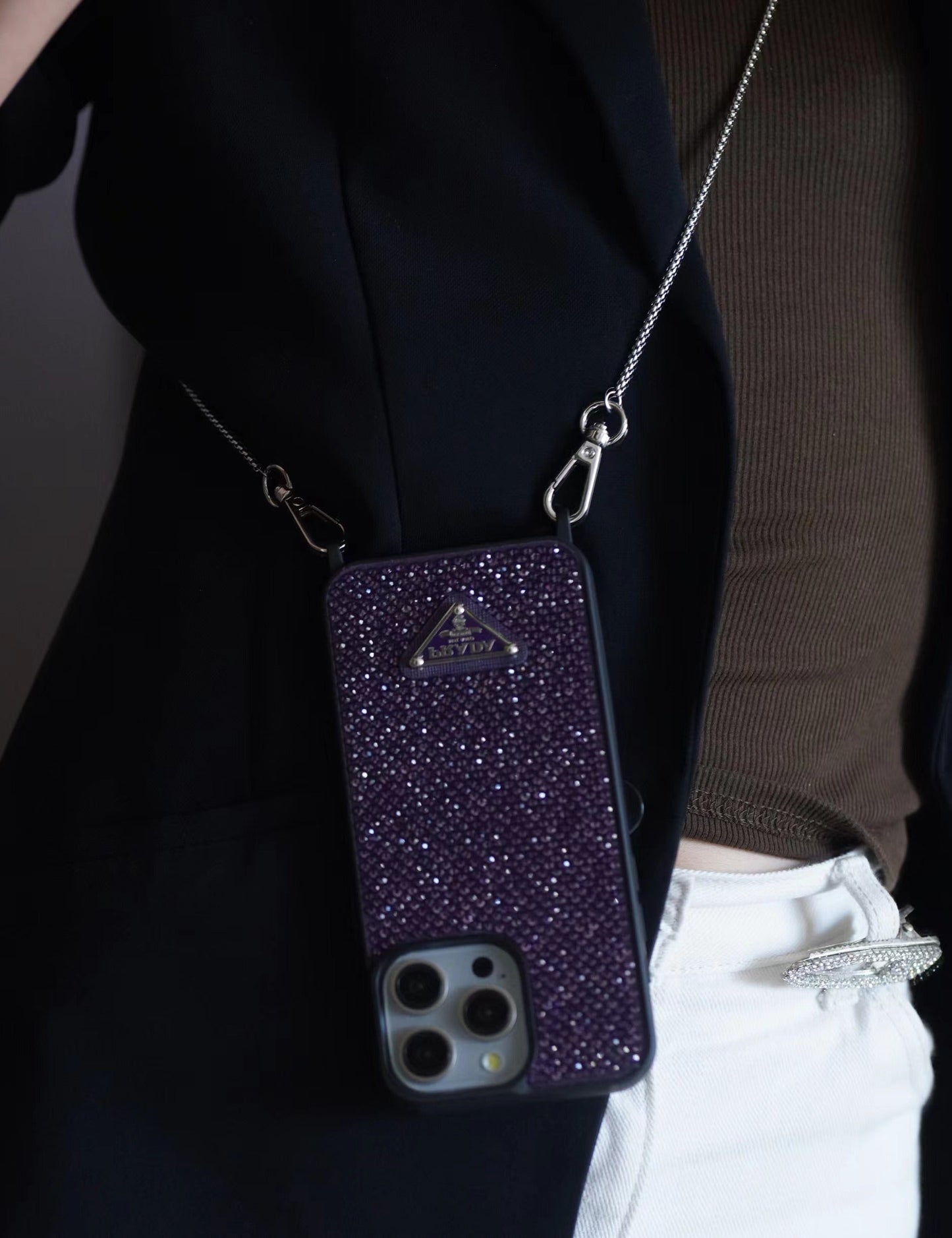 Luksus Diamond Crossbody iPhone-deksel