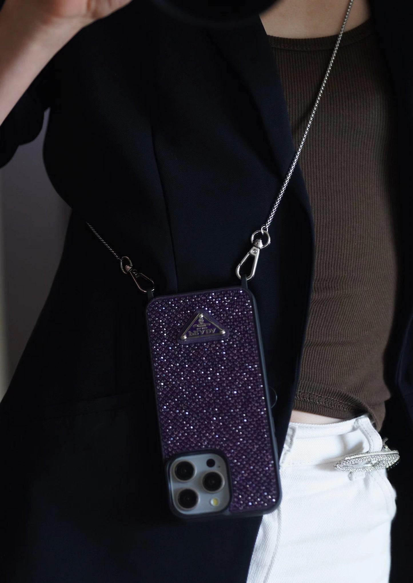 Luksus Diamond Crossbody iPhone-deksel