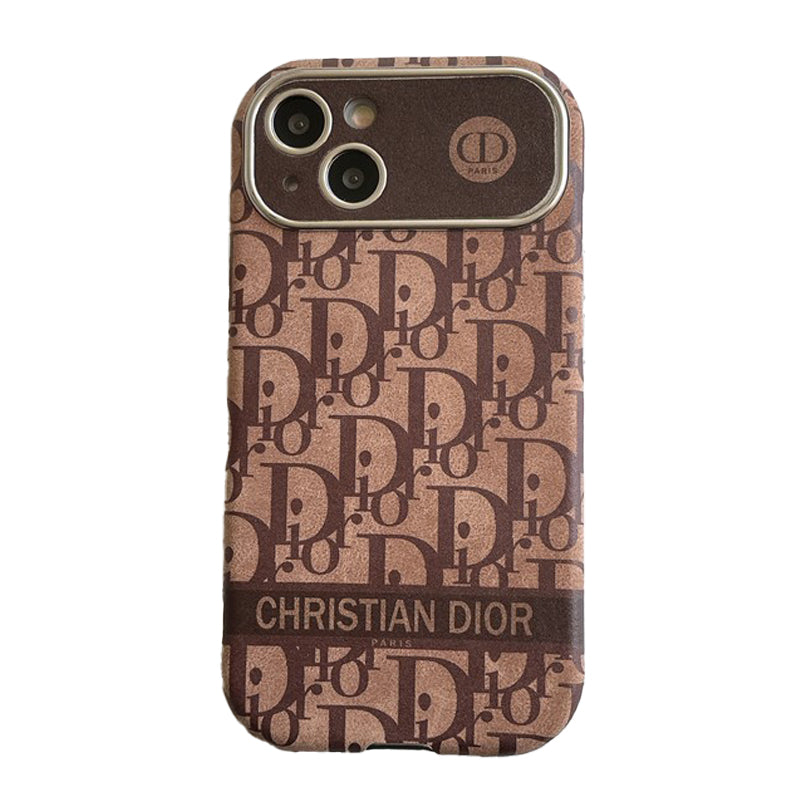Divat fehér & barna színű bőr iPhone-tok