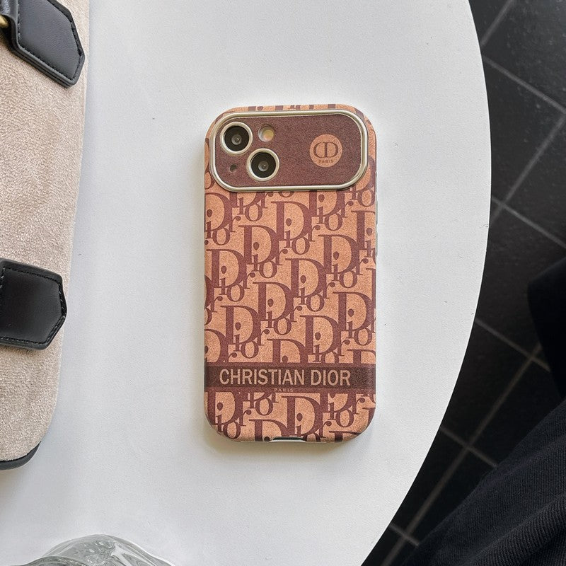 Divat fehér & barna színű bőr iPhone-tok