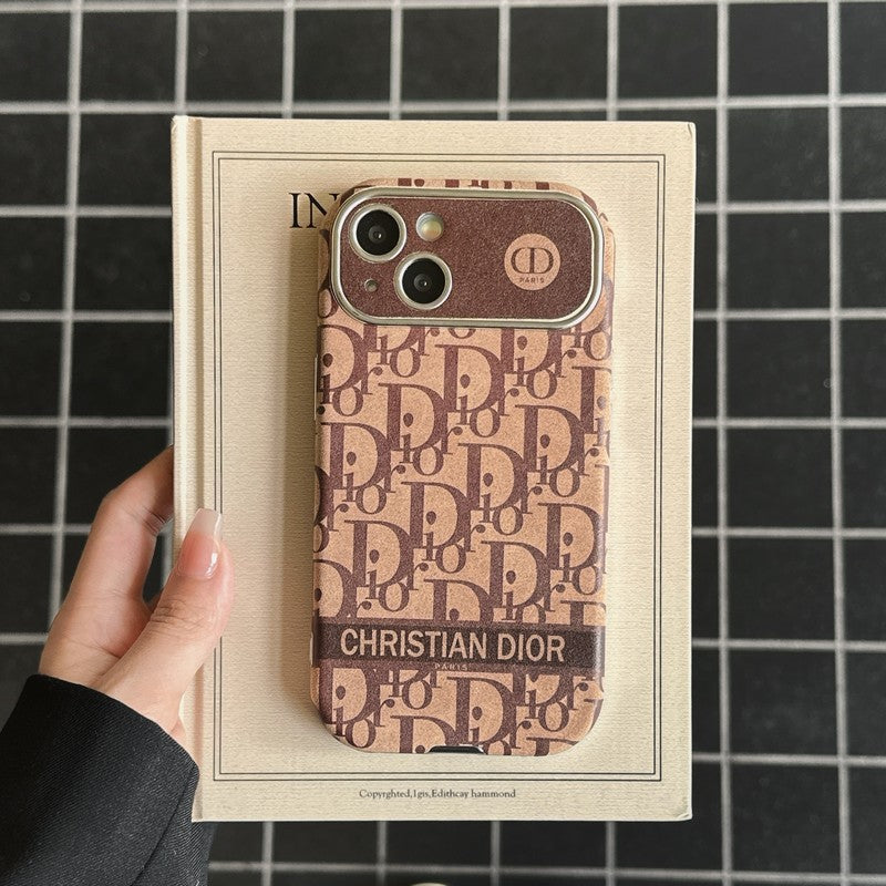 Divat fehér & barna színű bőr iPhone-tok
