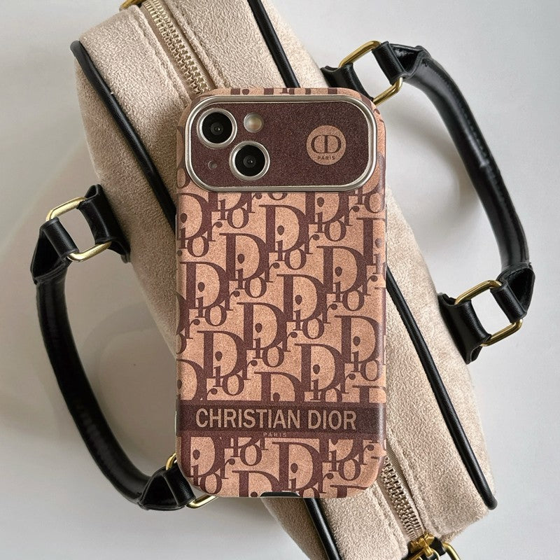 Divat fehér & barna színű bőr iPhone-tok