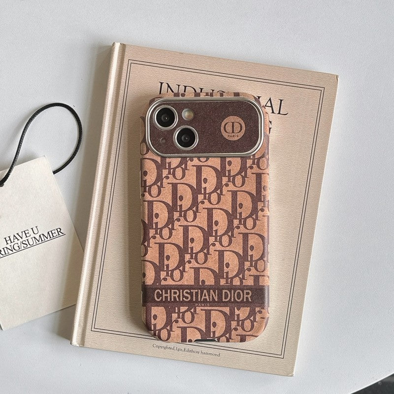 Divat fehér & barna színű bőr iPhone-tok