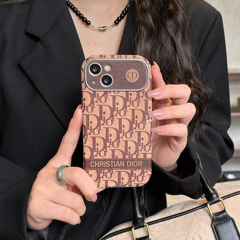 Divat fehér & barna színű bőr iPhone-tok