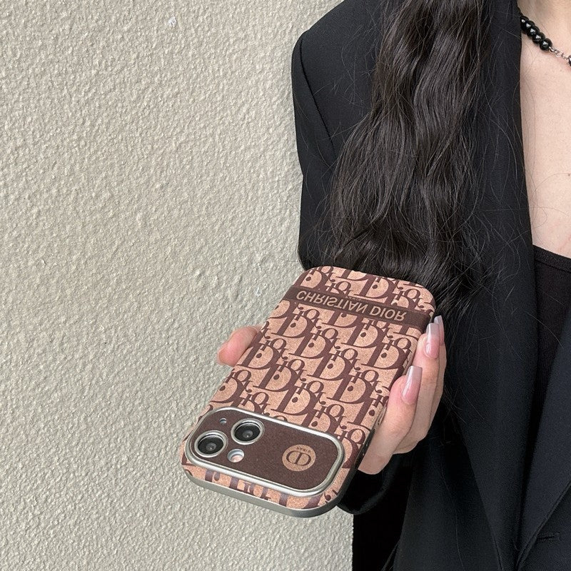 Divat fehér & barna színű bőr iPhone-tok