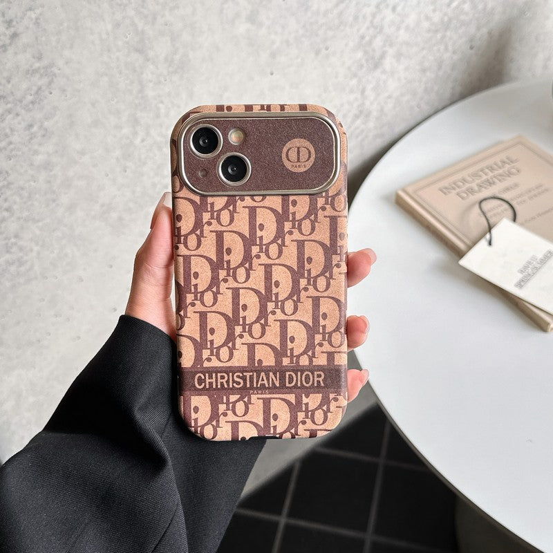 Divat fehér & barna színű bőr iPhone-tok