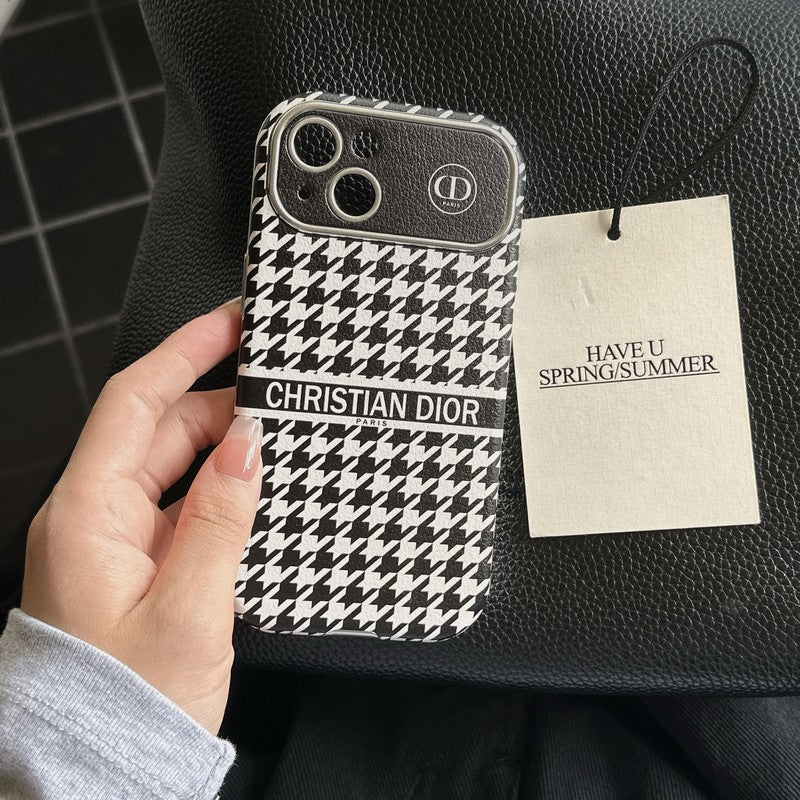 Divat fehér & barna színű bőr iPhone-tok