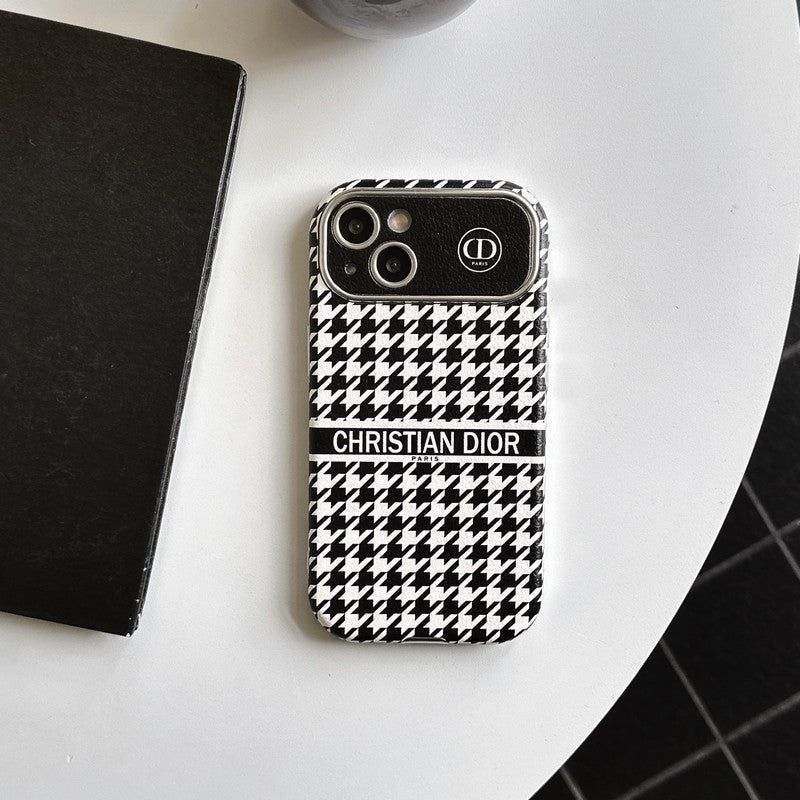 Divat fehér & barna színű bőr iPhone-tok
