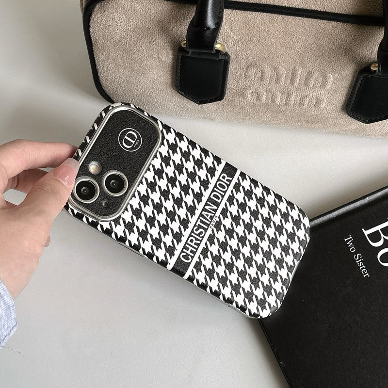 Divat fehér & barna színű bőr iPhone-tok
