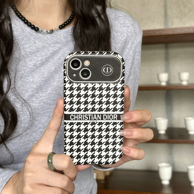 Divat fehér & barna színű bőr iPhone-tok