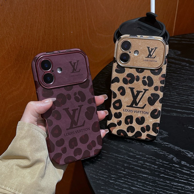 Ylellinen ruskea & violettivärinen nahkainen iPhone-kotelo