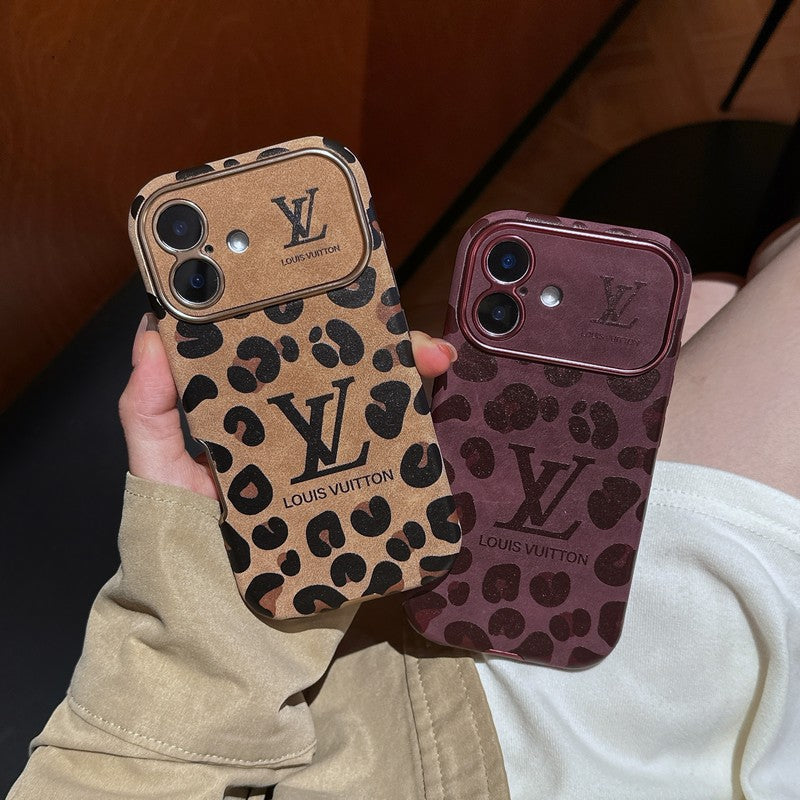 Ylellinen ruskea & violettivärinen nahkainen iPhone-kotelo