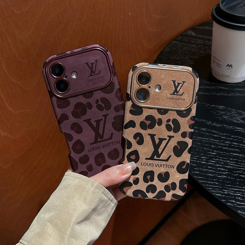 Ylellinen ruskea & violettivärinen nahkainen iPhone-kotelo
